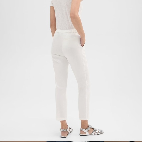 NWT Theory White Linen Treeca Pull On Pants - Picture 3 of 13